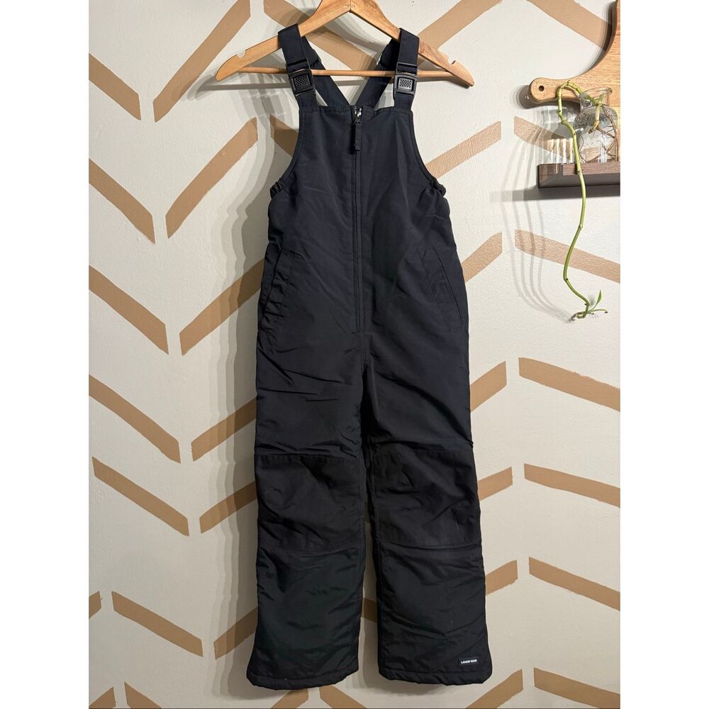 Lands End Black Squall Waterproof Insulated Iron Knee Snow Bib Overalls Size 7